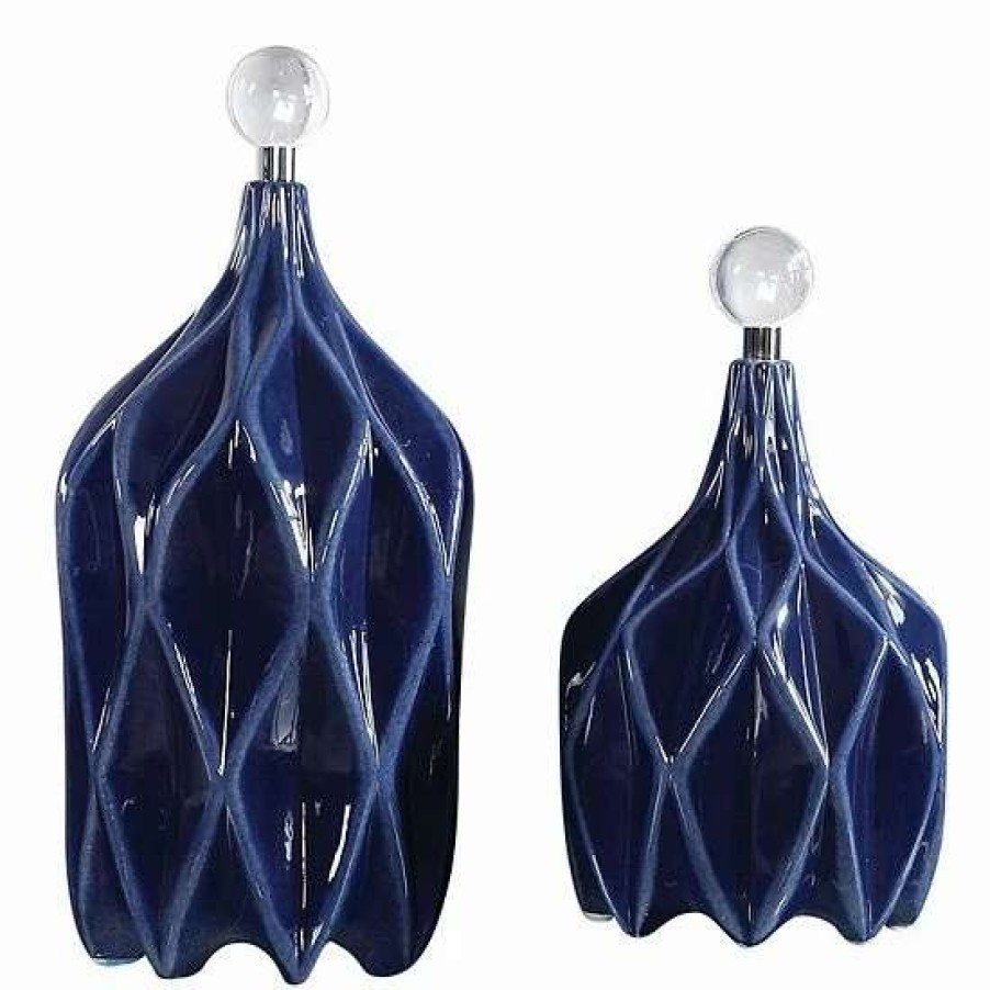 Home Decor * | Uttermost Klara Geometric Decorative Bottle Table Decor 2-Piece Set