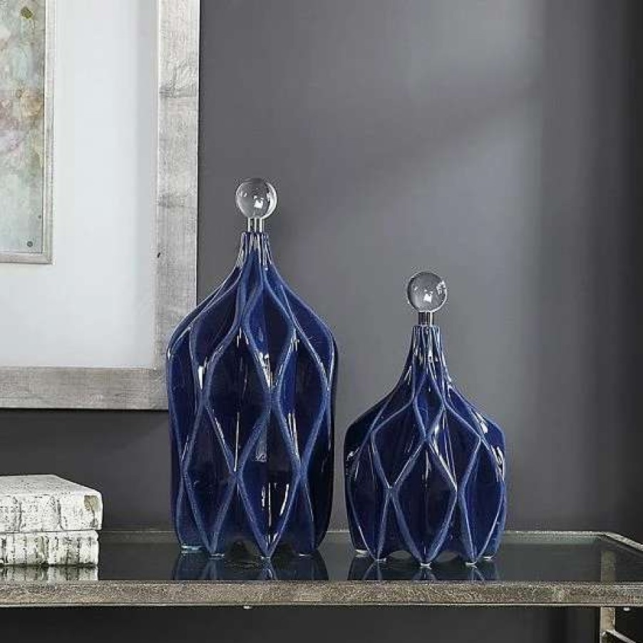 Home Decor * | Uttermost Klara Geometric Decorative Bottle Table Decor 2-Piece Set