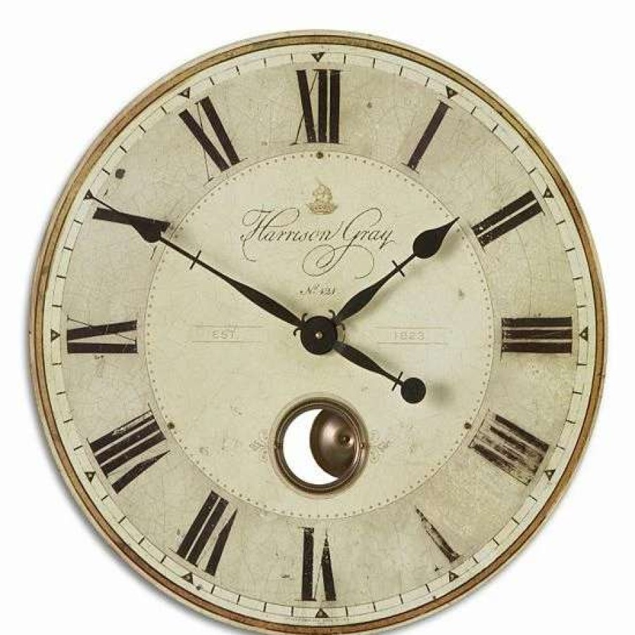 Home Decor * | Uttermost Harrison Gray Wall Small Clock