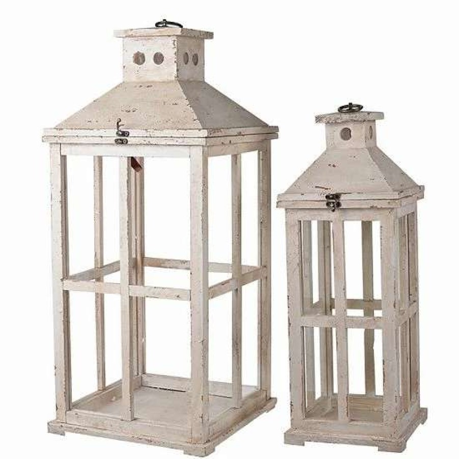 Lighting * | A&B Home Reed Distressed Lantern Table Decor 2-Piece Set