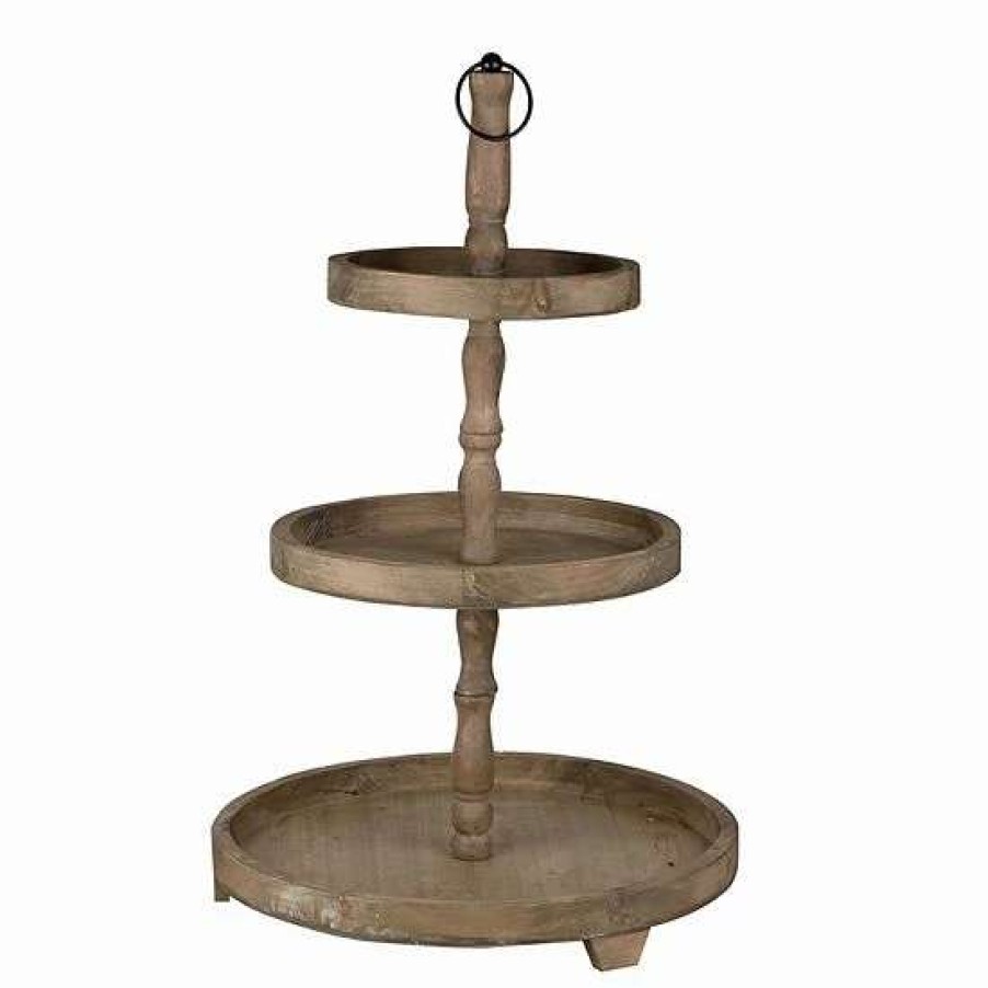 Kitchen & Dining * | A&B Home Woodruff Three-Tier Round Decorative Tray Table Decor