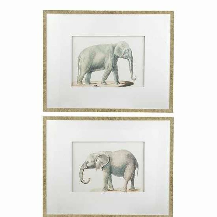 Home Decor * | A&B Home Elephant Pencil Drawings Wall Art 2-Piece Set