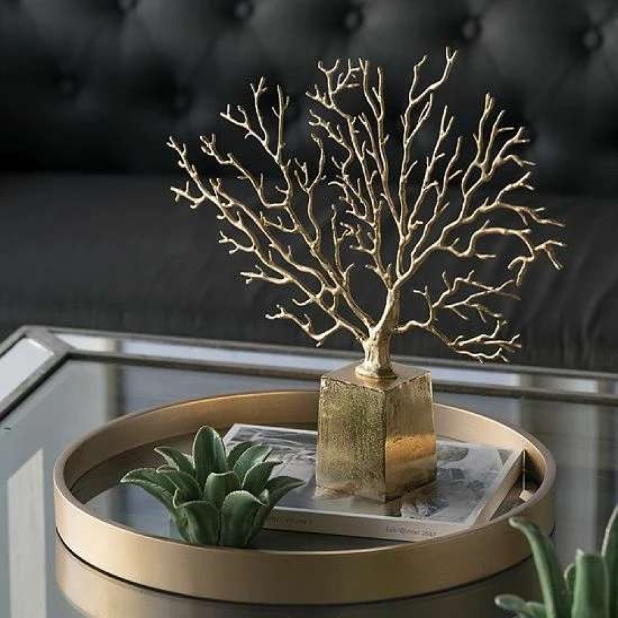 Home Decor * | A&B Home Gold Finish Tree Table Decor