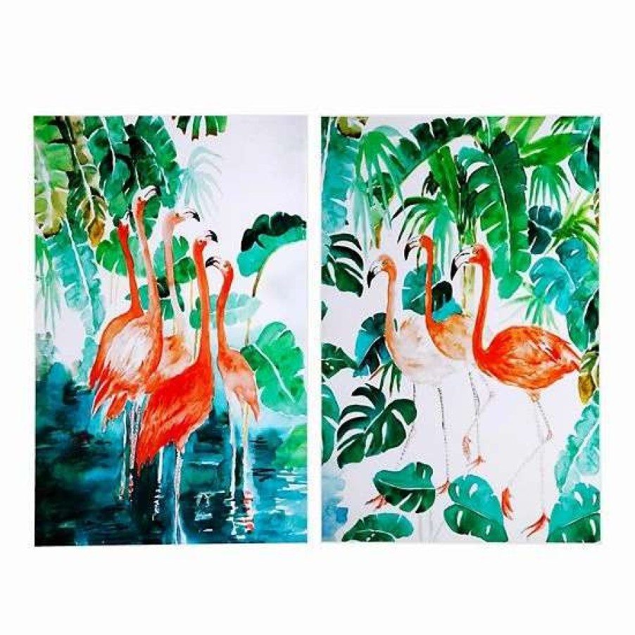 Home Decor * | A&B Home Botanical Flamingos Wall Art 2-Piece Set