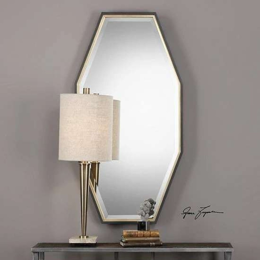 Home Decor * | Uttermost Savion Gold Finish Octagon Wall Mirror