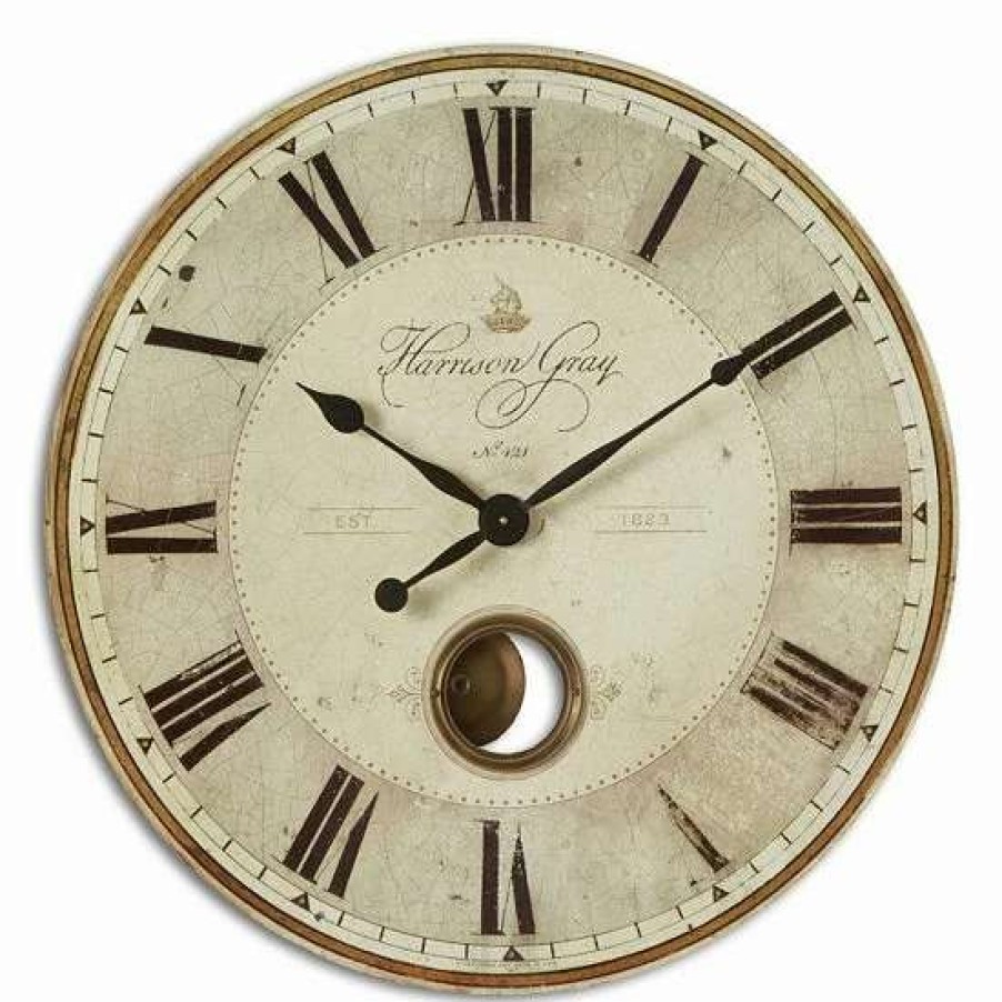 Home Decor * | Uttermost Harrison Gray Wall Large Clock