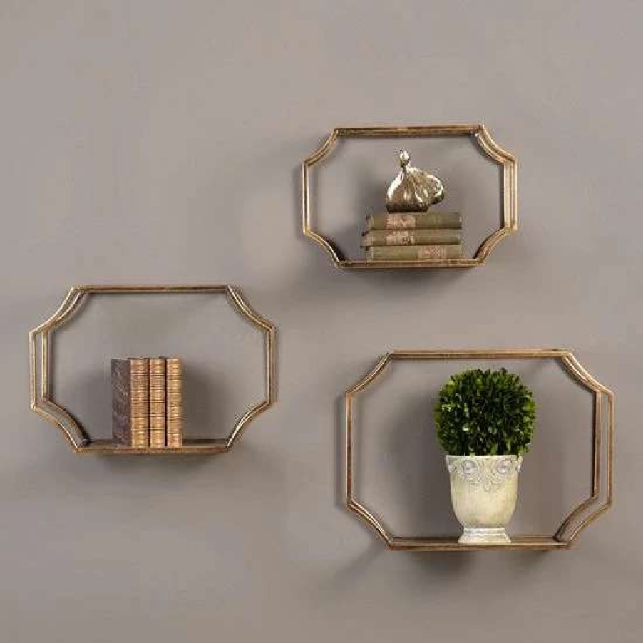 Home Decor * | Uttermost Lindee Geometric Metal Wall Shelf 3-Piece Set