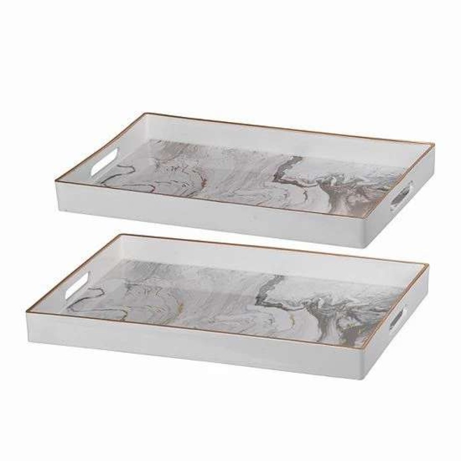 Home Decor * | A&B Home Effra 2-Piece Rectangular Tray Set