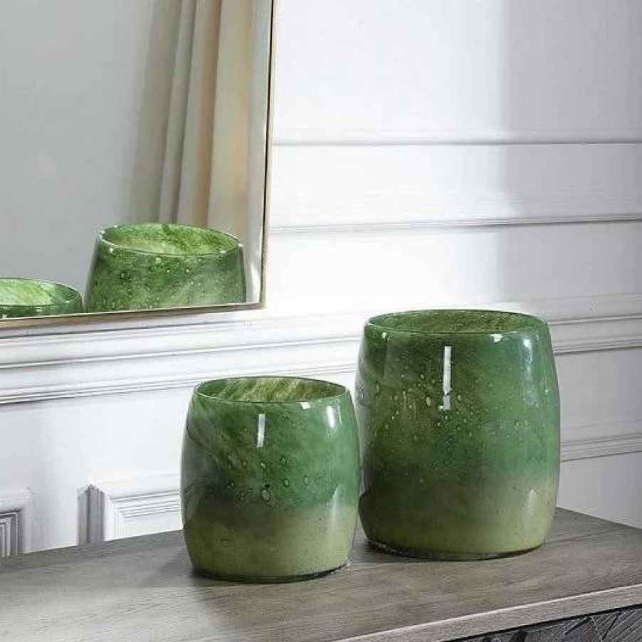 Home Decor * | Uttermost 2-Pack Matcha Green Glass Vases