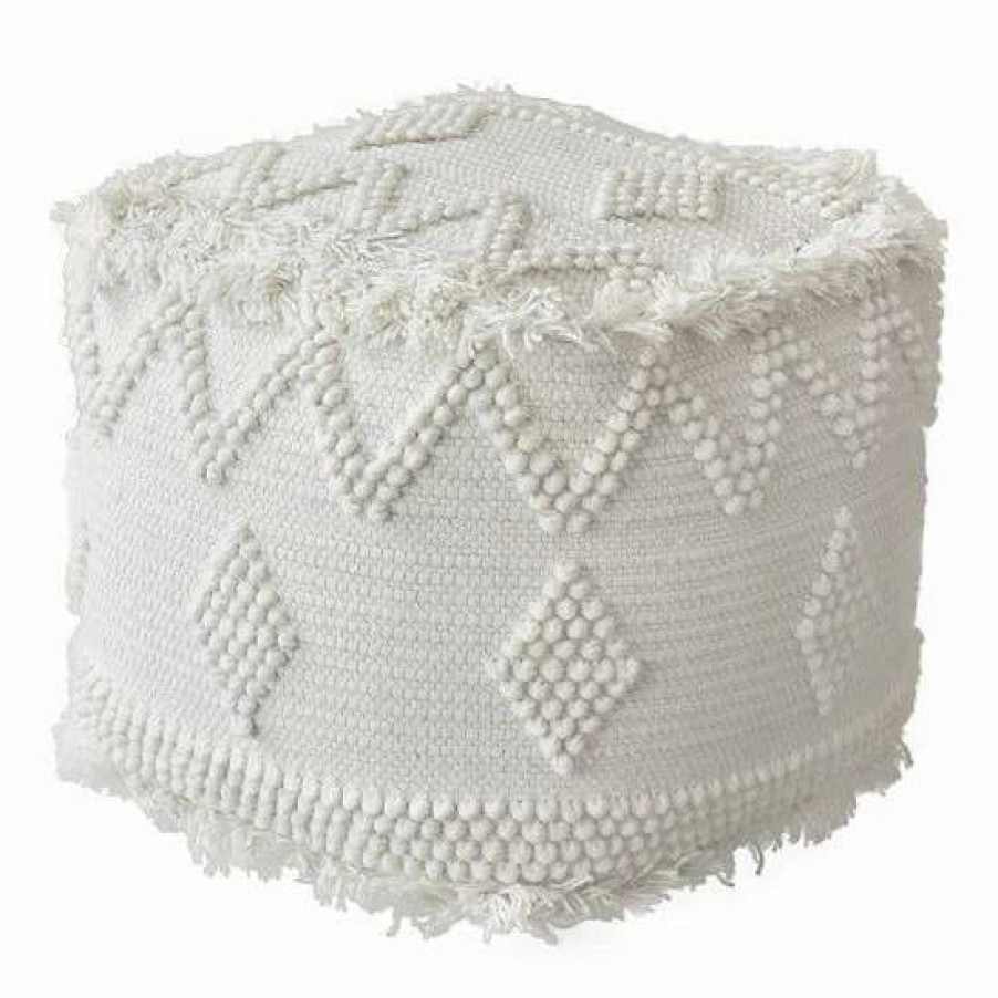 Furniture * | Uttermost Uriah Ivory Pouf Ottoman