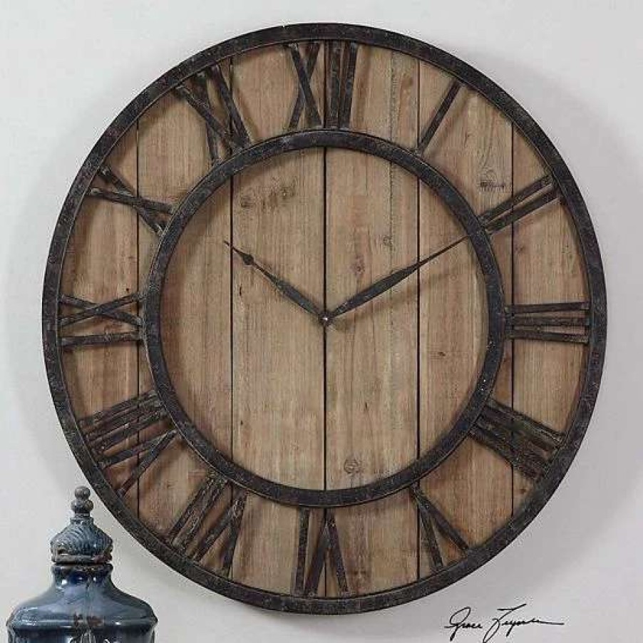 Home Decor * | Uttermost Powell Wood Wall Clock