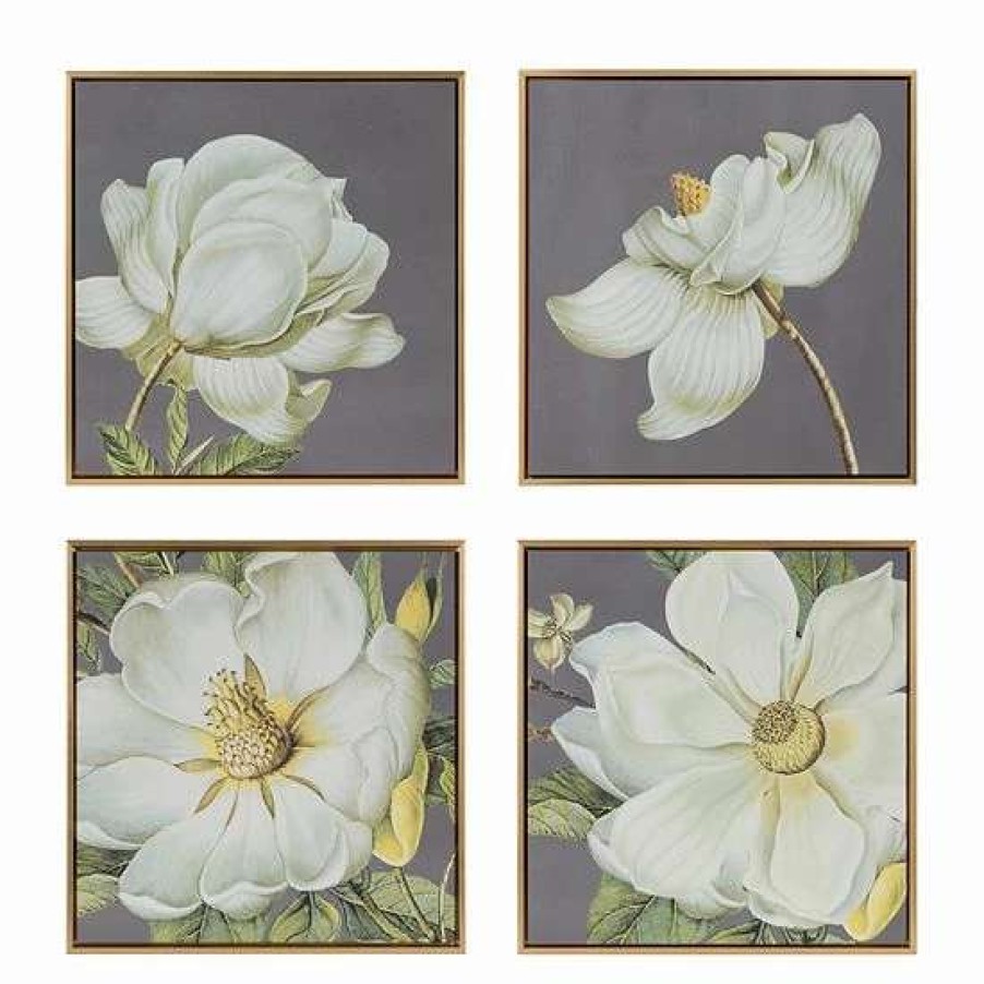 Home Decor * | A&B Home Square Framed Floral Wall Art 4-Piece Set