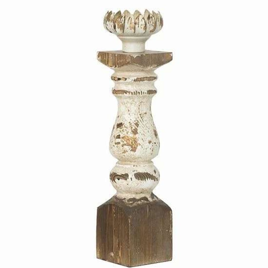 Home Decor * | A&B Home Bellamy Distressed White & Gold Candle Holder