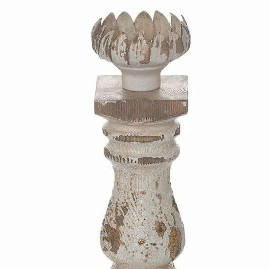 Home Decor * | A&B Home Bellamy Distressed White & Gold Candle Holder