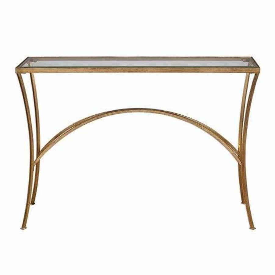 Furniture * | Uttermost Alayna Gold Finish Console Table