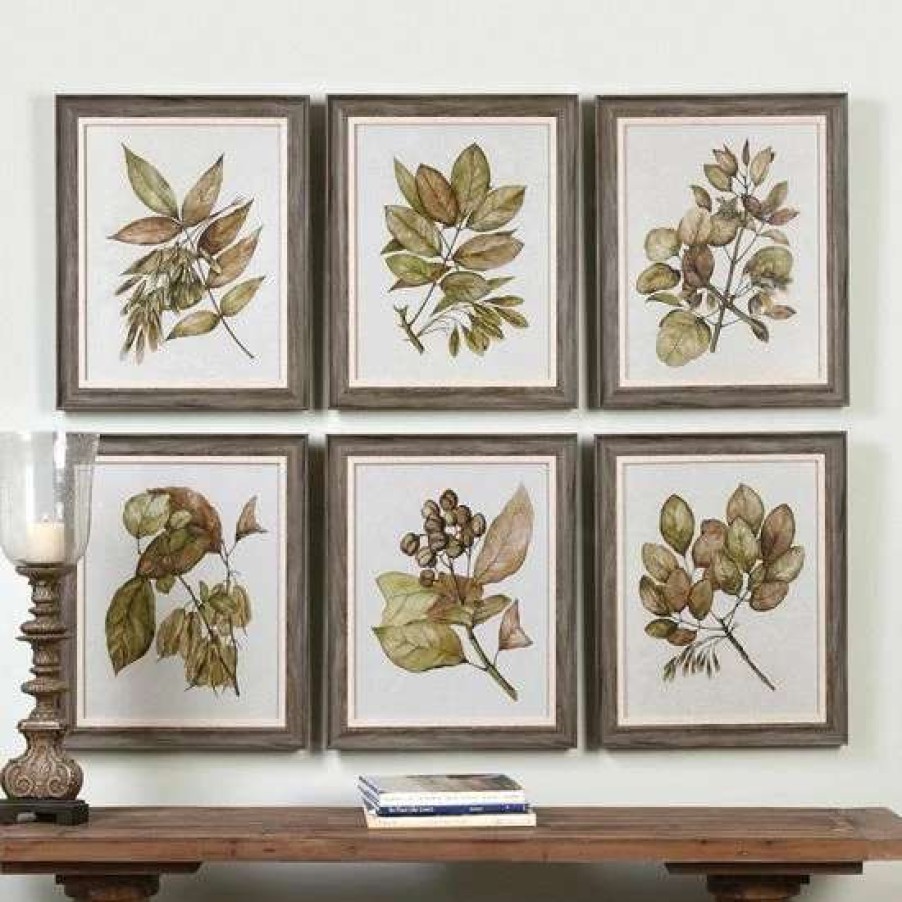 Home Decor * | Uttermost Seedlings Leaves Framed Wall Art 6-Piece Set