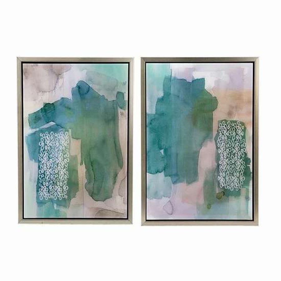 Home Decor * | A&B Home Teals Abstract Framed Wall Art 2-Piece Set