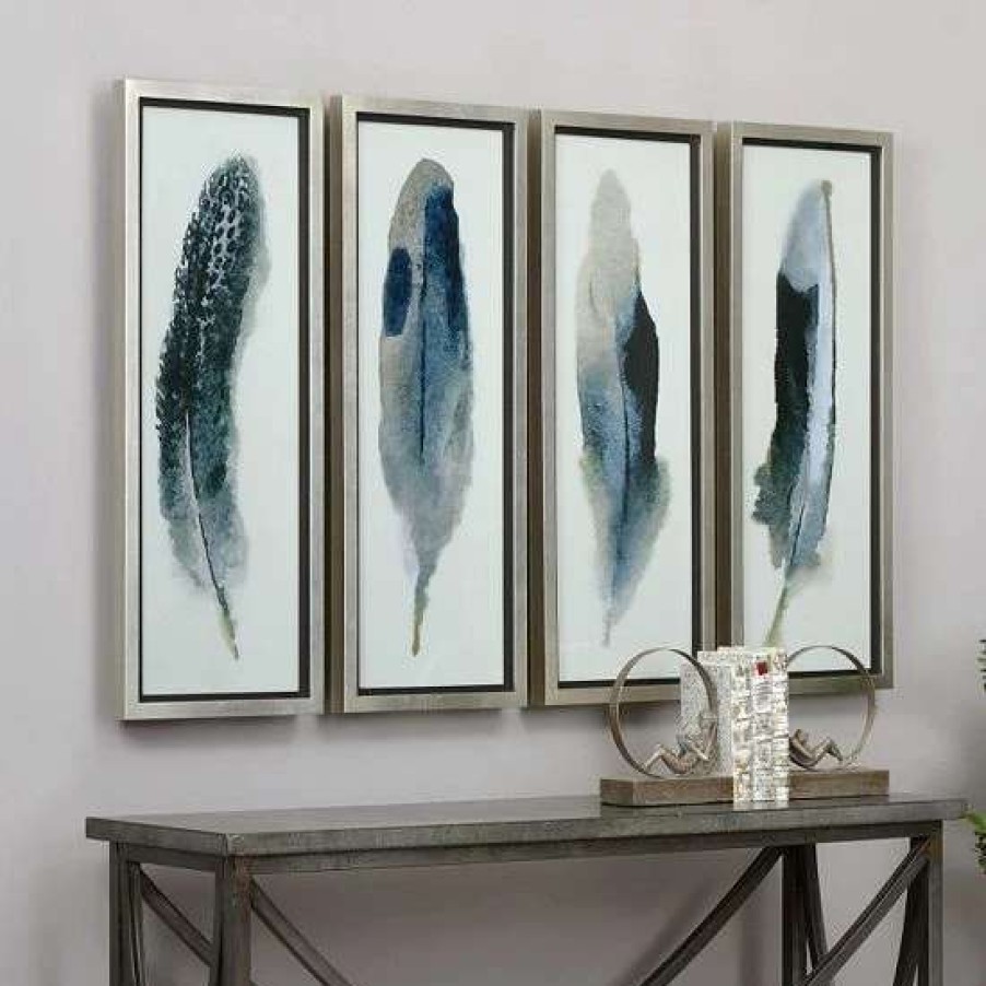 Home Decor * | Uttermost Feathered Beauty Framed Wall Art 4-Piece Set