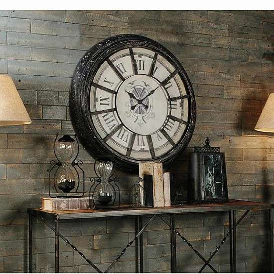 Home Decor * | A&B Home Randall Distressed Oversized Wall Clock