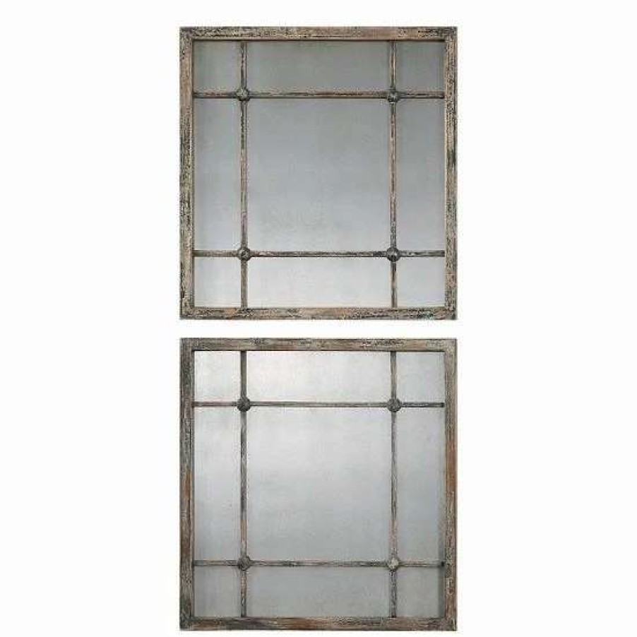 Home Decor * | Uttermost Saragano 2-Piece Square Wall Mirror Set