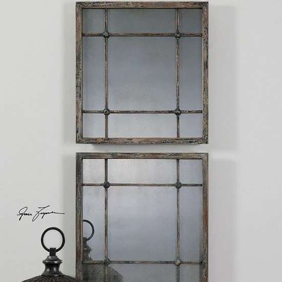 Home Decor * | Uttermost Saragano 2-Piece Square Wall Mirror Set