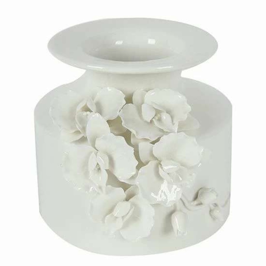 Home Decor * | A&B Home White Floral Vase