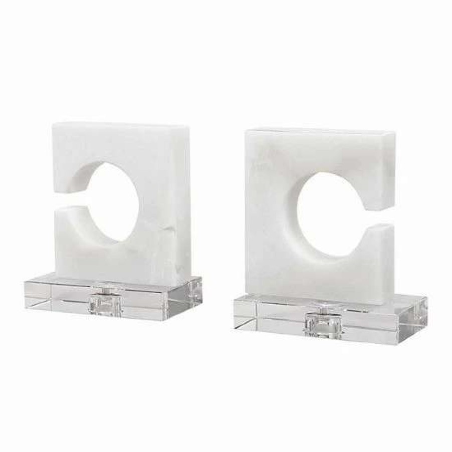 Home Decor * | Uttermost Clarin White & Gray Bookends