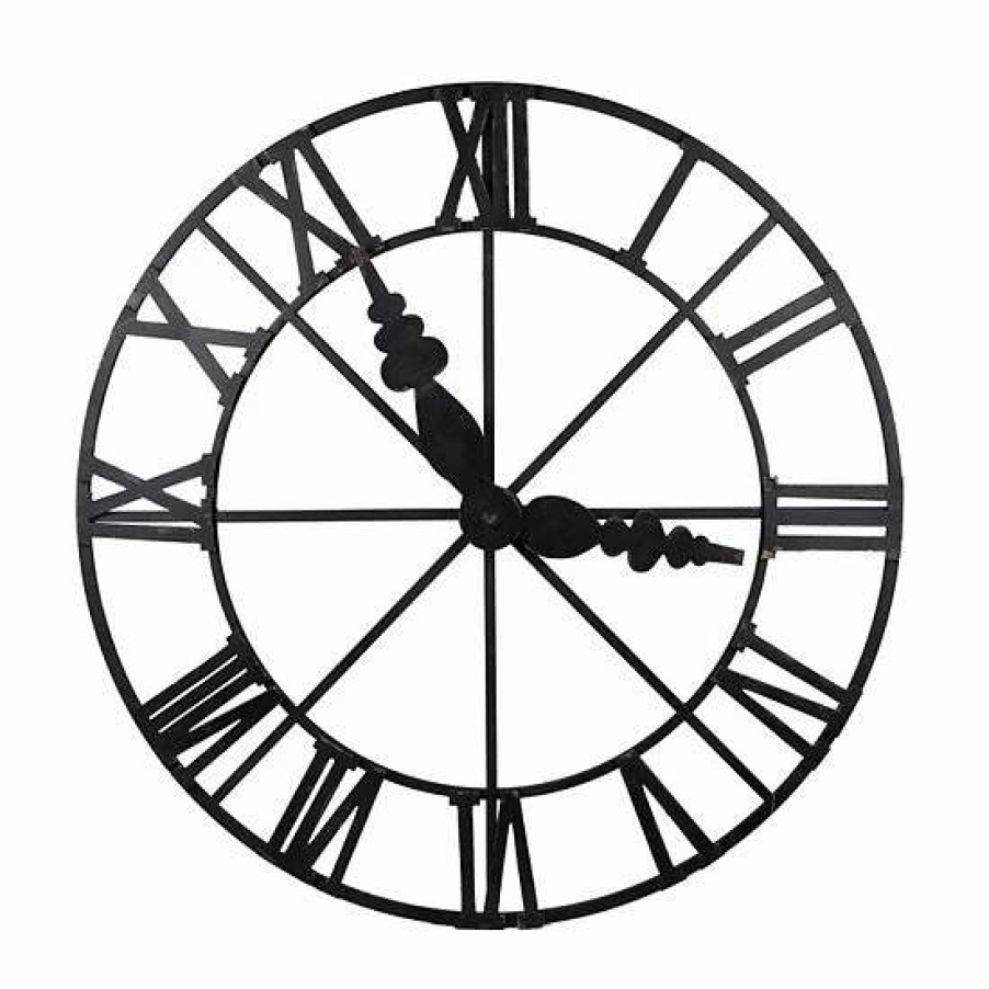 Home Decor * | A&B Home Matte Black Faux Clock Wall Decor