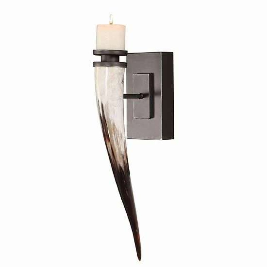 Home Decor * | Uttermost Romany Faux Horn Candle Wall Sconce