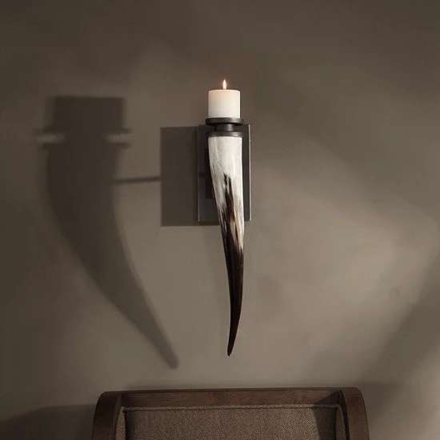 Home Decor * | Uttermost Romany Faux Horn Candle Wall Sconce