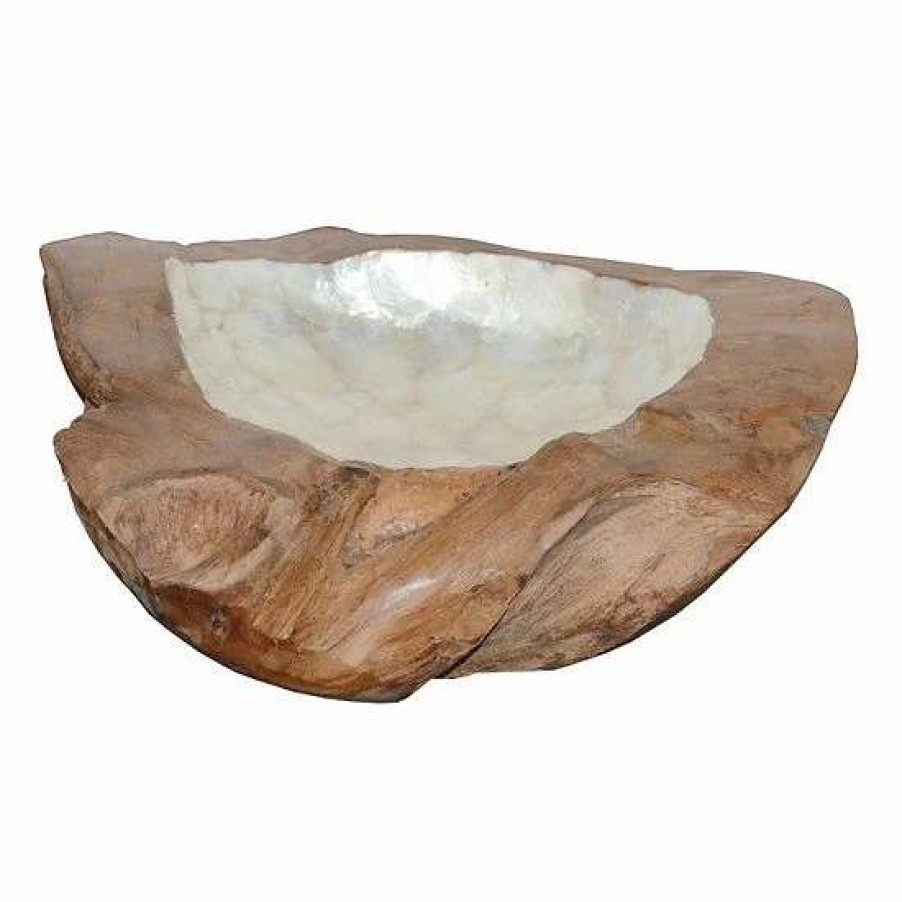 Home Decor * | A&B Home Teak & Pearl Decorative Bowl