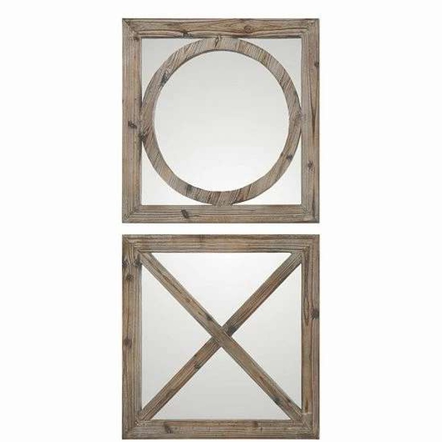 Home Decor * | Uttermost Abbracci 2-Piece Wood Wall Mirror Set