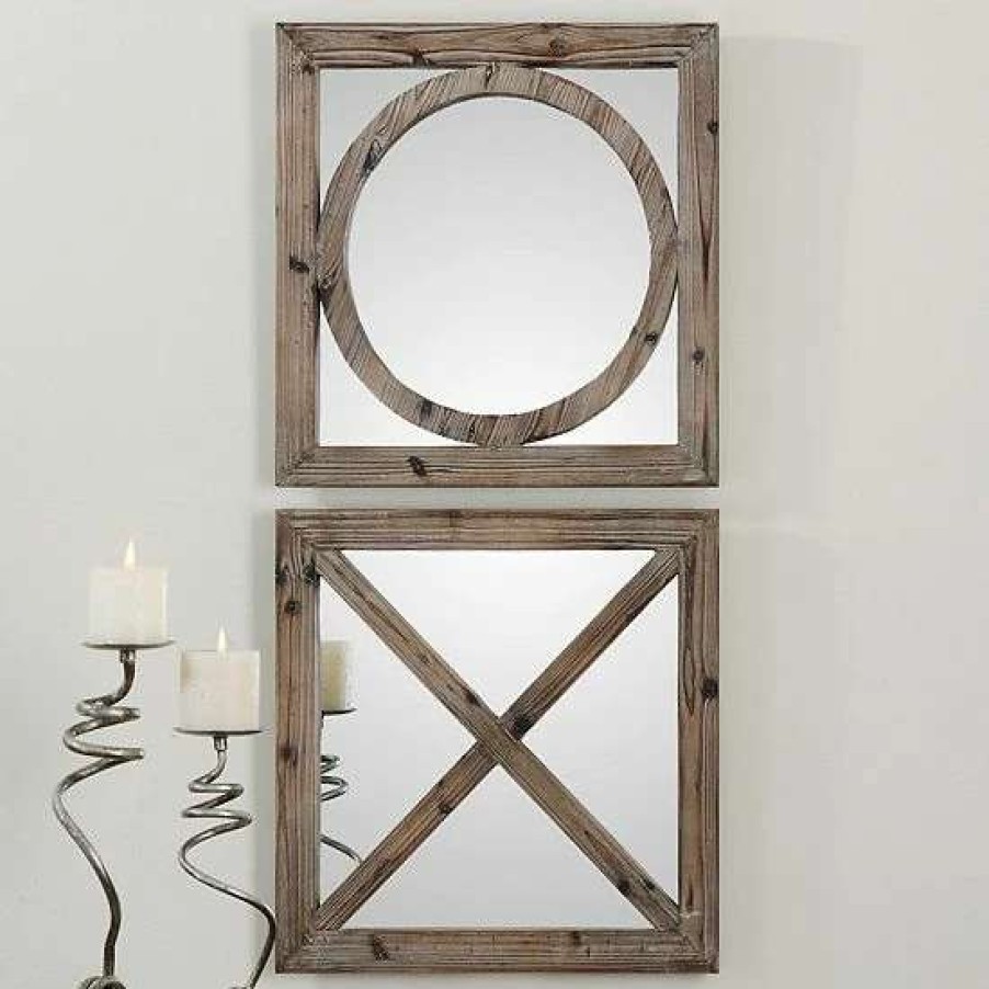 Home Decor * | Uttermost Abbracci 2-Piece Wood Wall Mirror Set