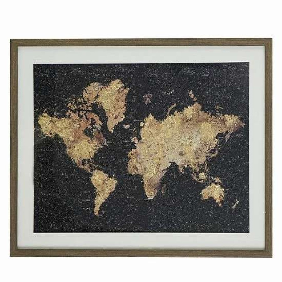 Home Decor * | A&B Home World Map Framed Under Glass Art