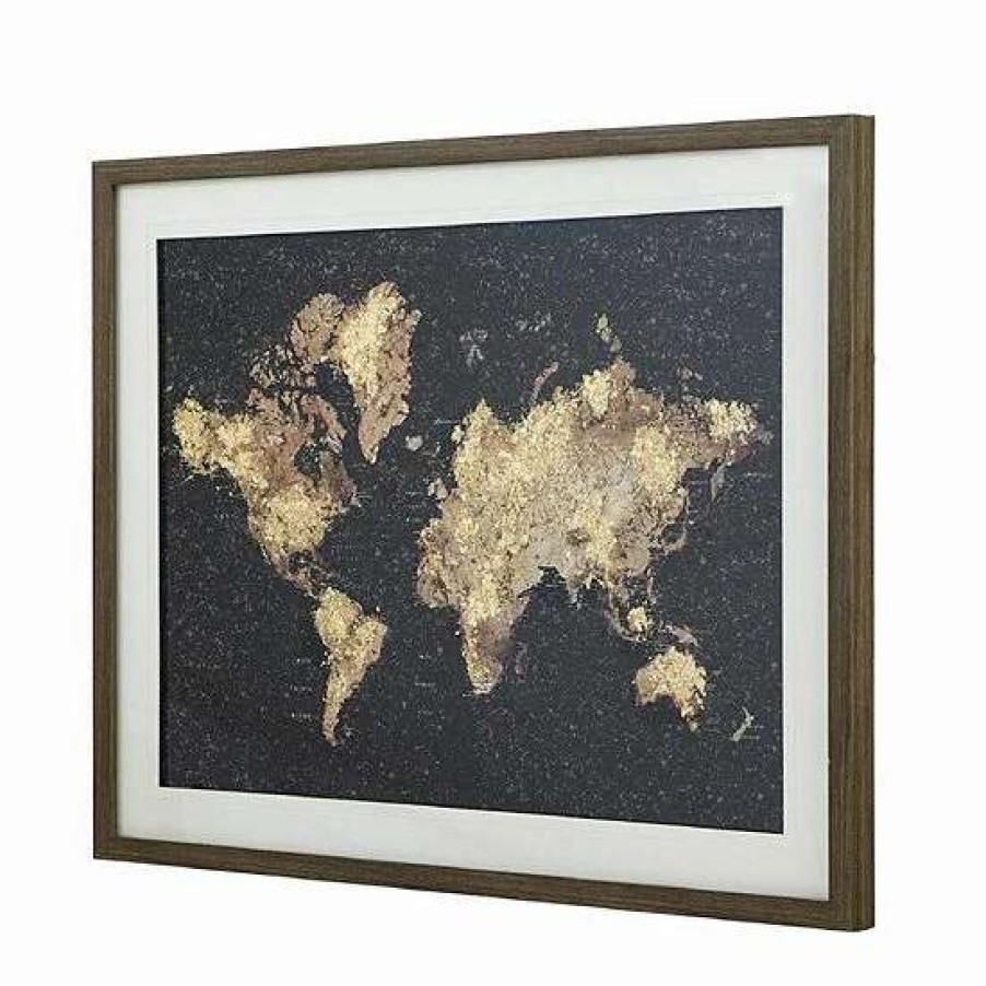 Home Decor * | A&B Home World Map Framed Under Glass Art