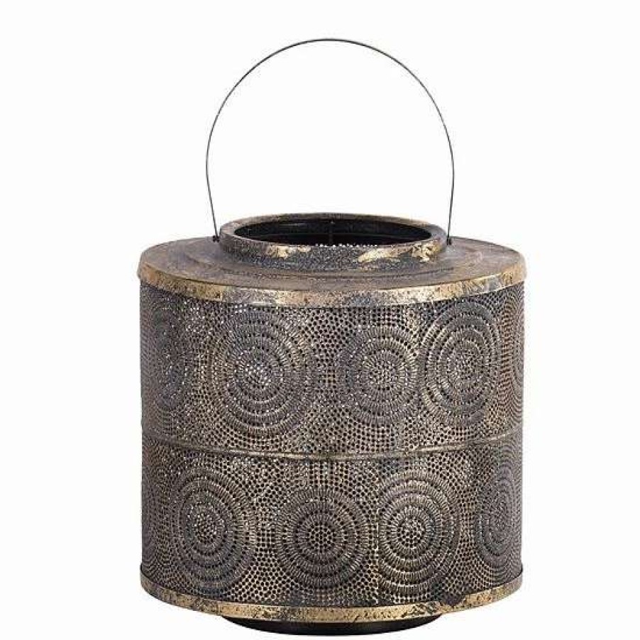 Home Decor * | A&B Home Weathered Gold Finish Raj Lantern Table Decor