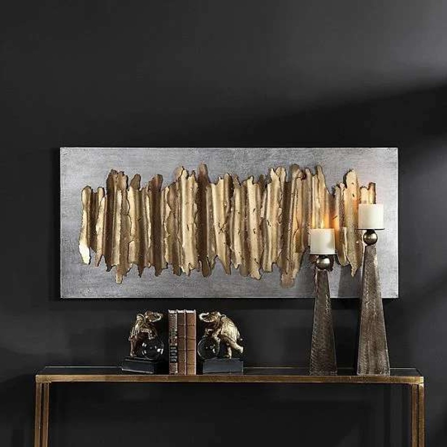 Home Decor * | Uttermost Lev Gold Finish Wall Decor