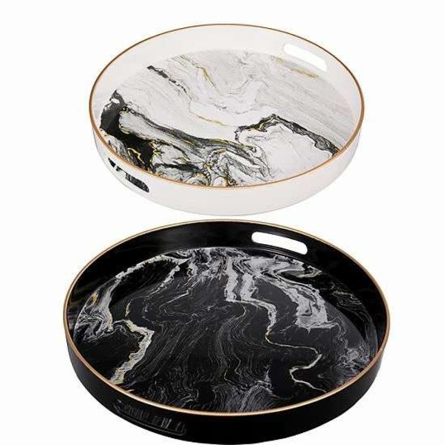 Home Decor * | A&B Home Quinn Round Tray 2-Piece Set