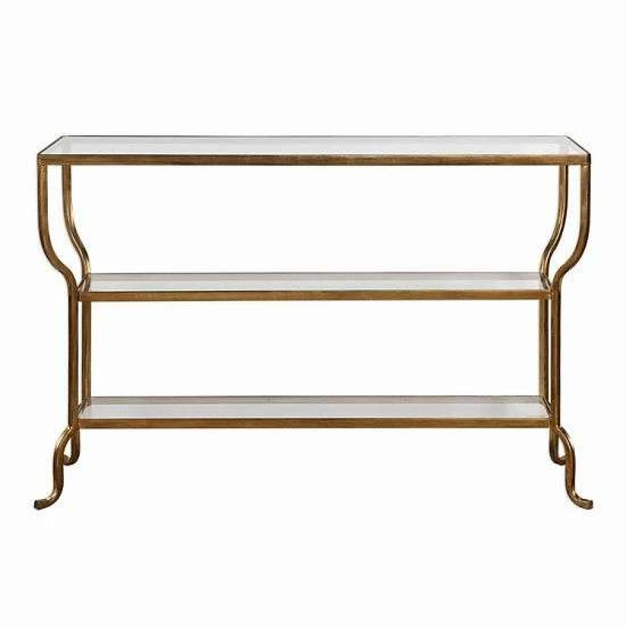 Furniture * | Uttermost Deline Gold Finish Console Table