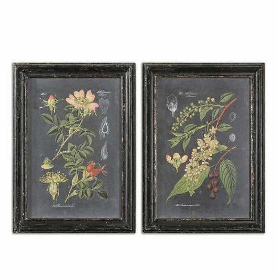 Home Decor * | Uttermost Midnight Botanicals Wall Art 2-Piece Set