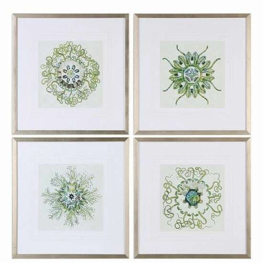 Home Decor * | Uttermost Organic Symbols Framed Wall Art 4-Piece Set