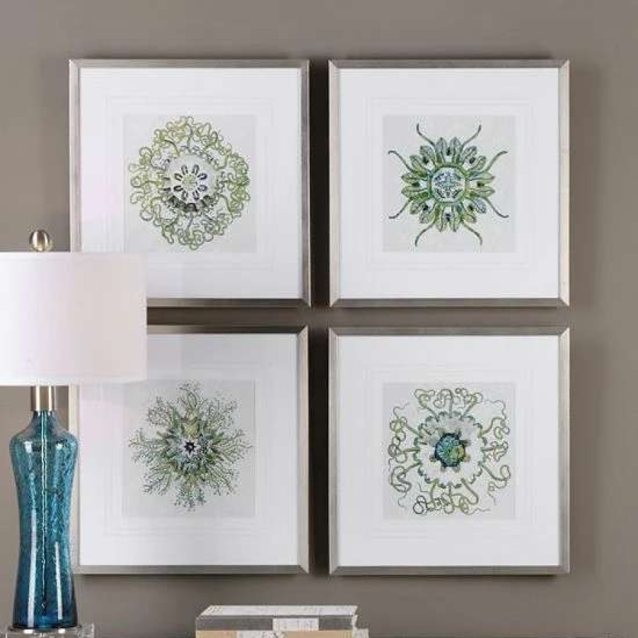 Home Decor * | Uttermost Organic Symbols Framed Wall Art 4-Piece Set