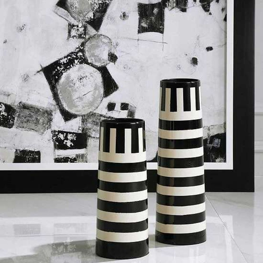 Home Decor * | Uttermost 2-Piece Amhara Black & White Vases Set