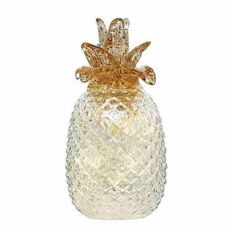 Home Decor * | A&B Home Tall Glass Led Pineapple Table Decor