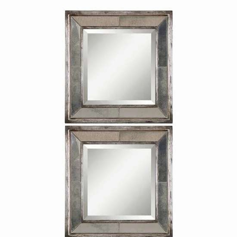 Home Decor * | Uttermost Davion 2-Piece Square Wall Mirror Set