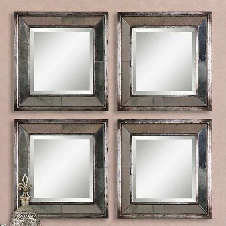 Home Decor * | Uttermost Davion 2-Piece Square Wall Mirror Set